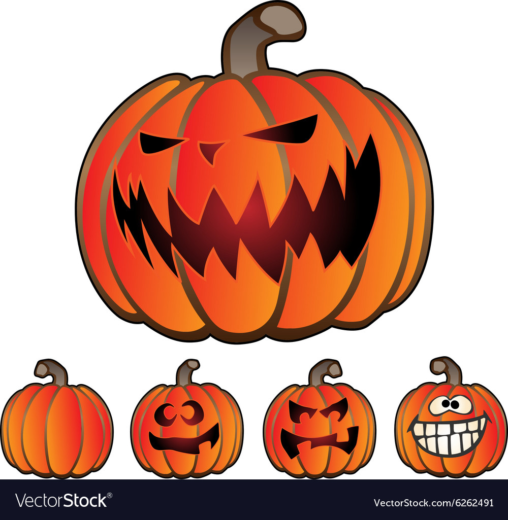 Halloween holiday pumpkin jack o lantern set Vector Image