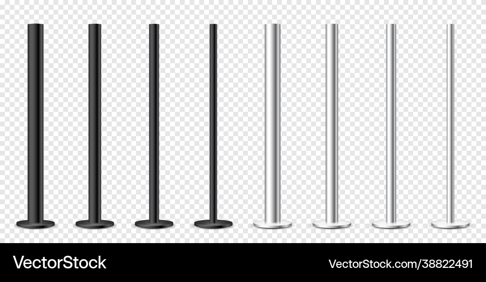 Realistic metal poles collection isolated Vector Image