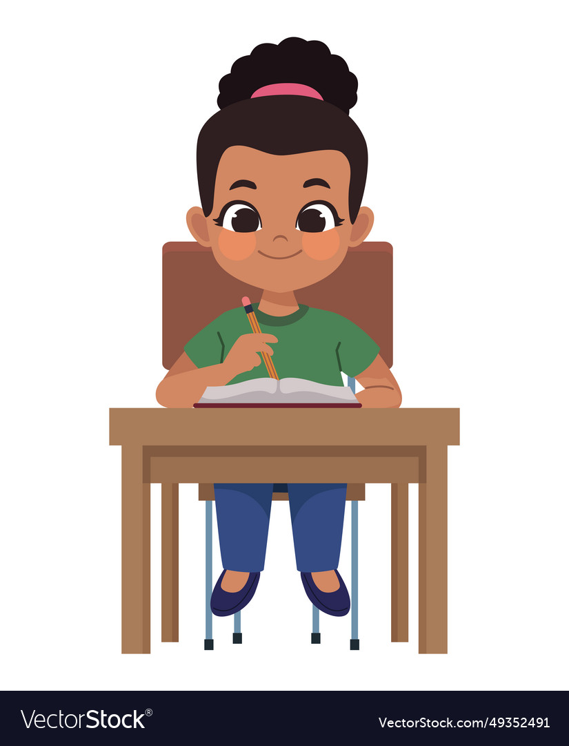 Student in school desk Royalty Free Vector Image