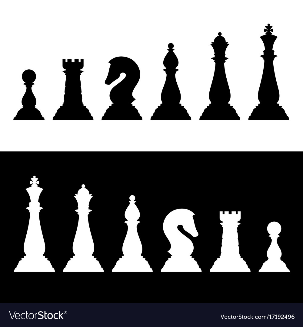 Chess pieces black silhouettes set business Vector Image