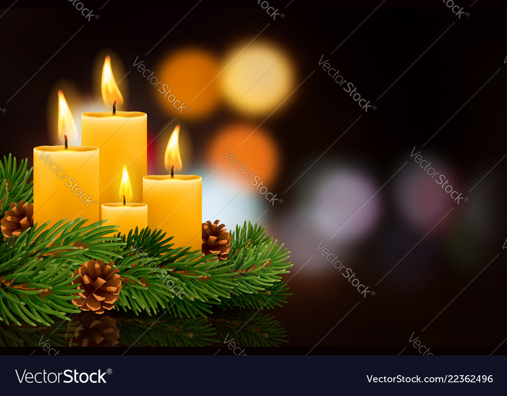 Christmas burning candles Royalty Free Vector Image