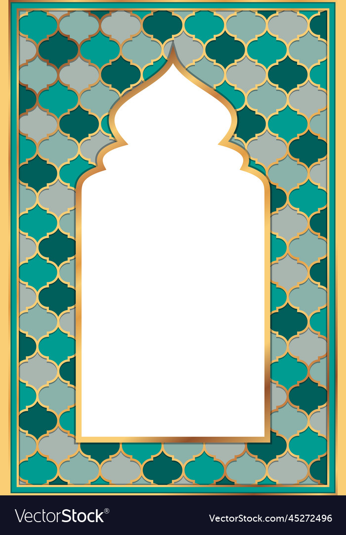 Cover postcard golden oriental vintage arch frame vector image Cover postcard golden oriental vintage arch frame