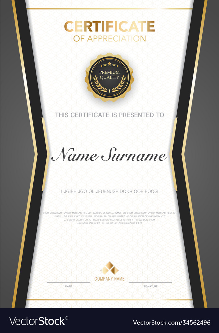 Diploma certificate template black and gold color Vector Image