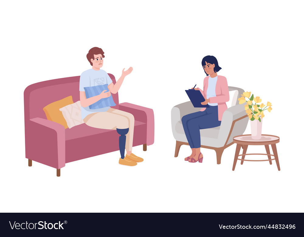 Disabled patient at psychotherapy semi flat color Vector Image