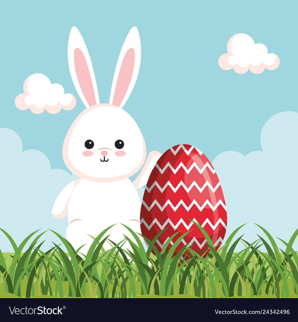 Happy rabbit celebration with egg decoration Vector Image