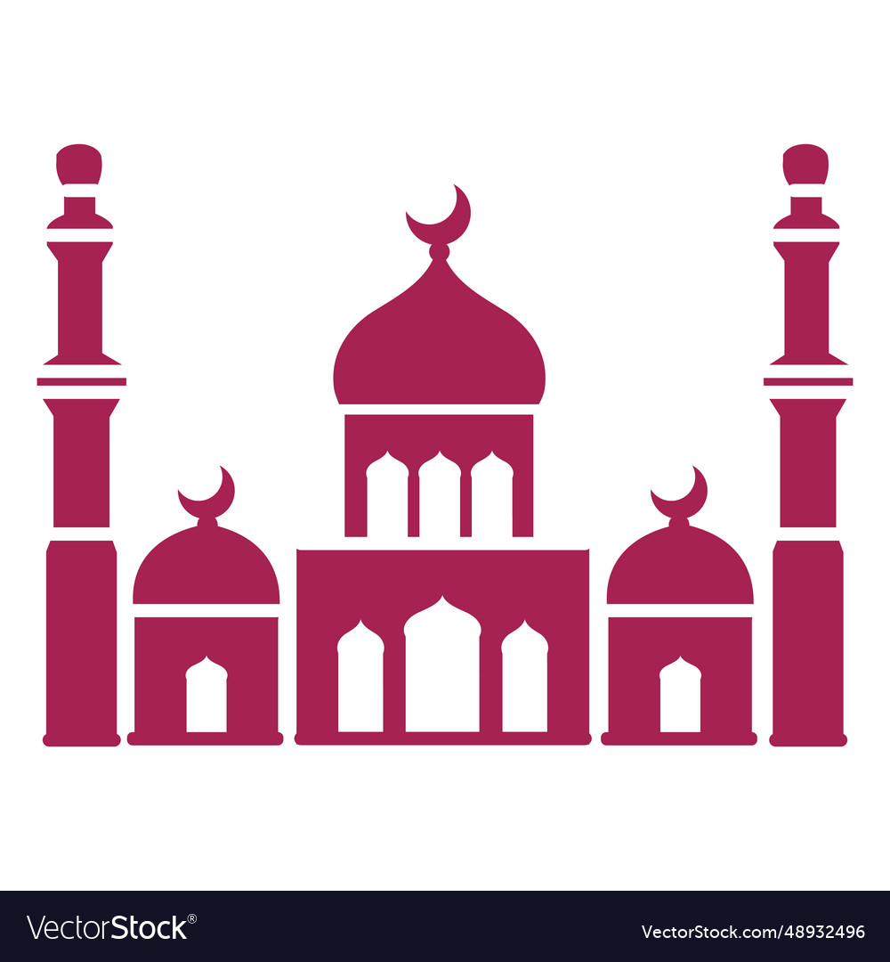 Mosque tower dome crescent detailed silhouette Vector Image