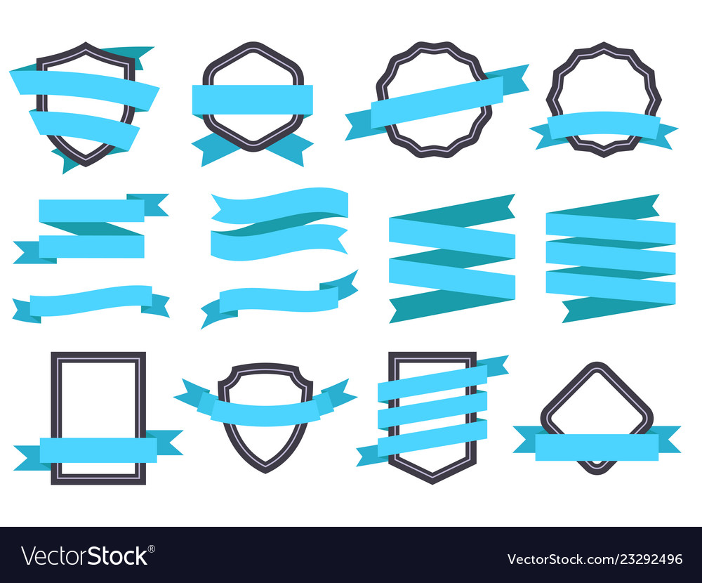 Ribbon Banner Frames And Ribbons Blue Flat Vector Image