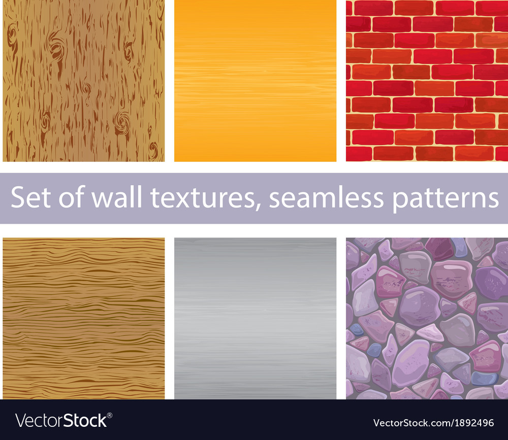 Set of different wall textures seamless patterns