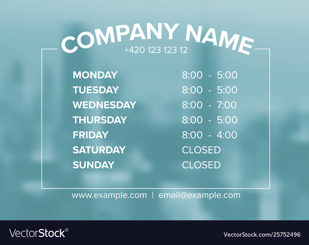 Shop opening time hours template Royalty Free Vector Image