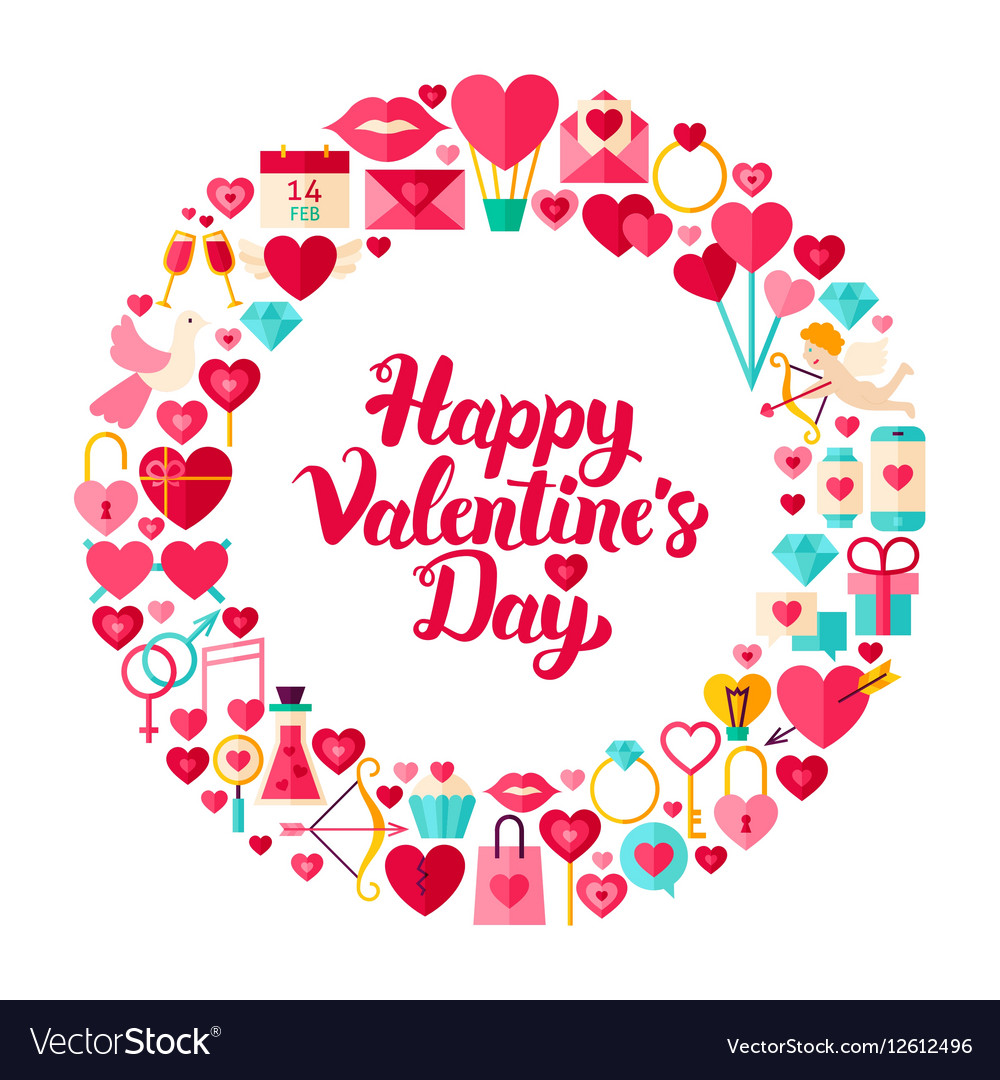 Valentines Day Flat Circle Royalty Free Vector Image valentines-day-flat-circle-royalty-free-vector-image