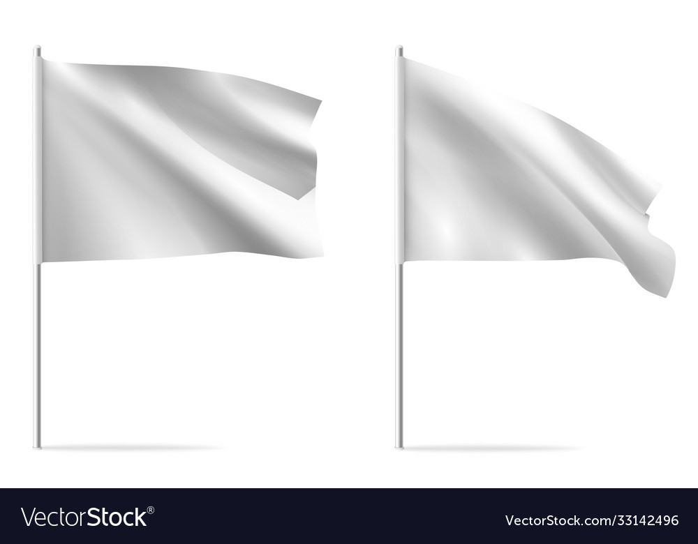 White clean horizontal waving template flag Vector Image