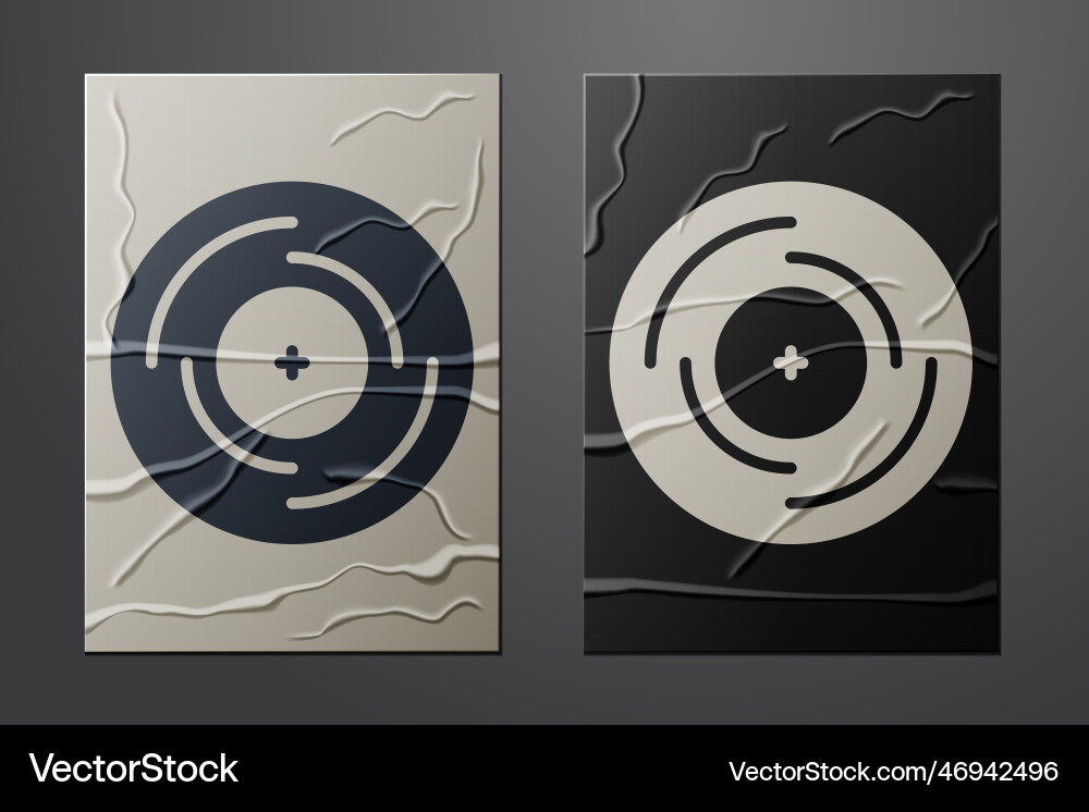 White vinyl disk icon isolated on crumpled paper Vector Image