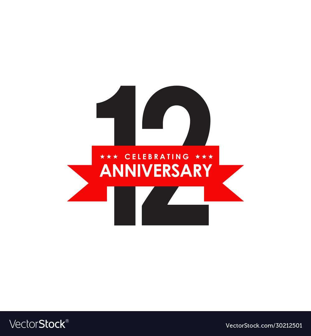 12th year anniversary emblem logo design template Vector Image