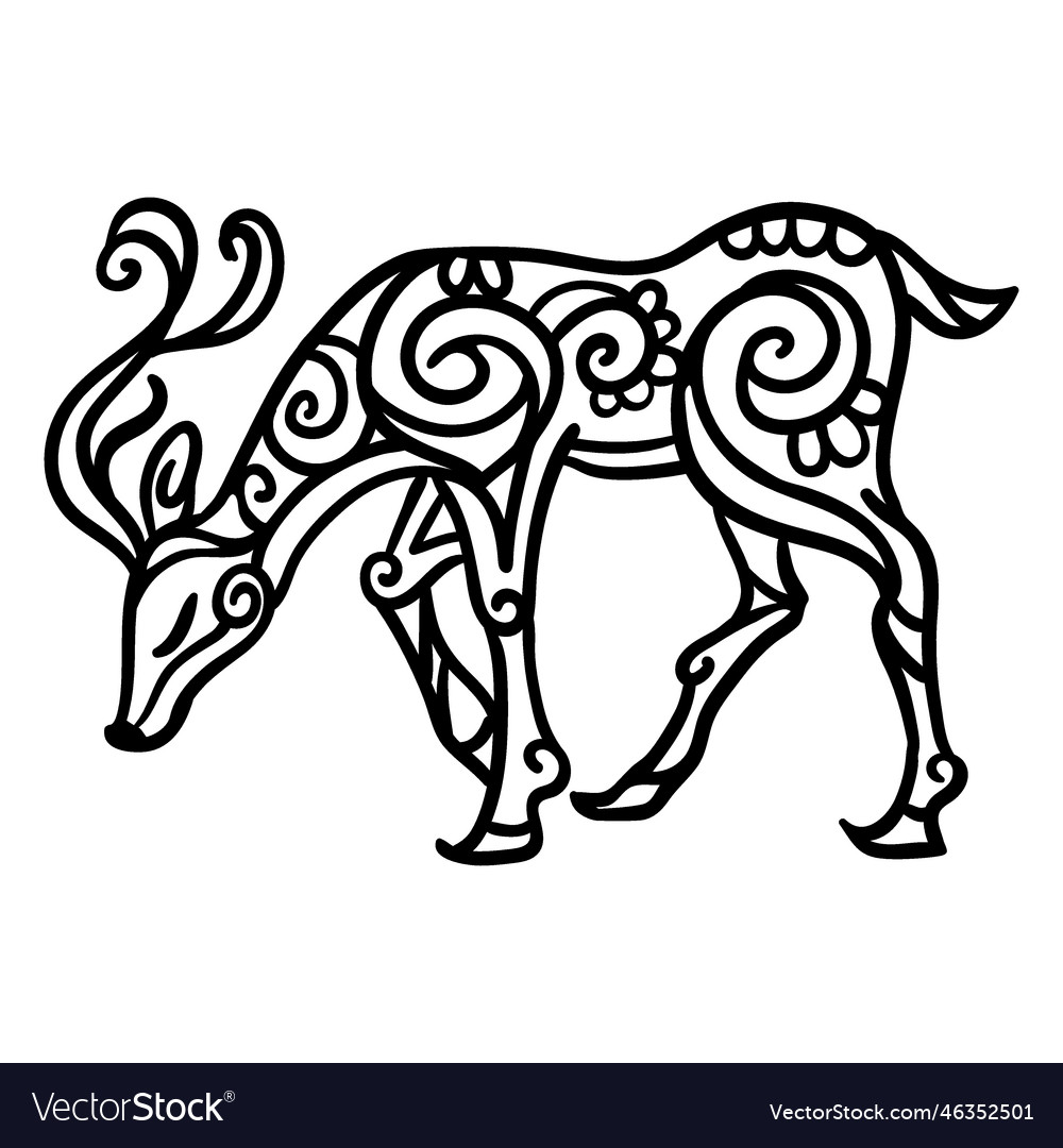 Beautiful reindeer mandala Royalty Free Vector Image