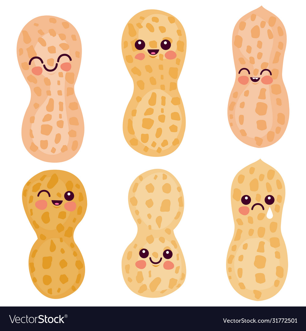 Cute peanut characters Royalty Free Vector Image