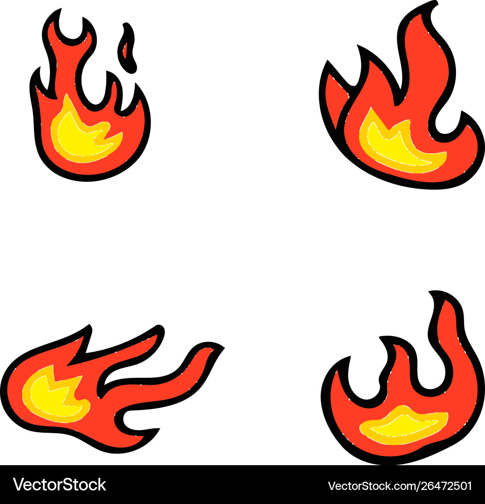 Fire flames set Royalty Free Vector Image - VectorStock