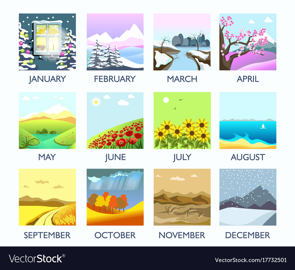 four-seasons-month-nature-landscape-winter-summer-vector-image