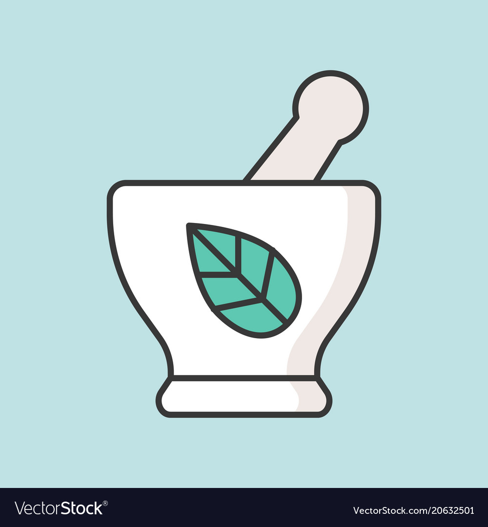 Herbs in mortar icon Royalty Free Vector Image