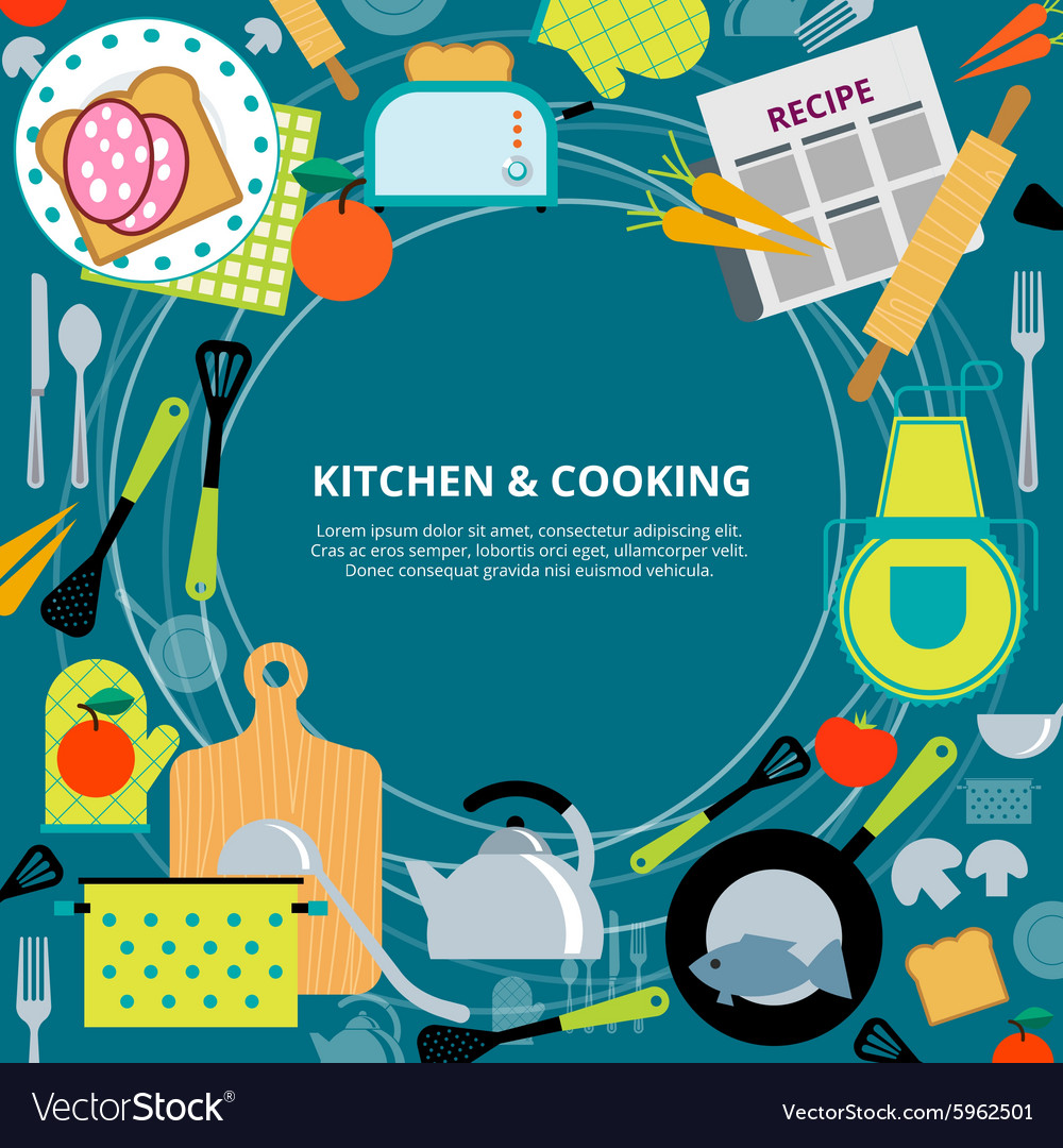 Kitchen home cooking concept poster Royalty Free Vector