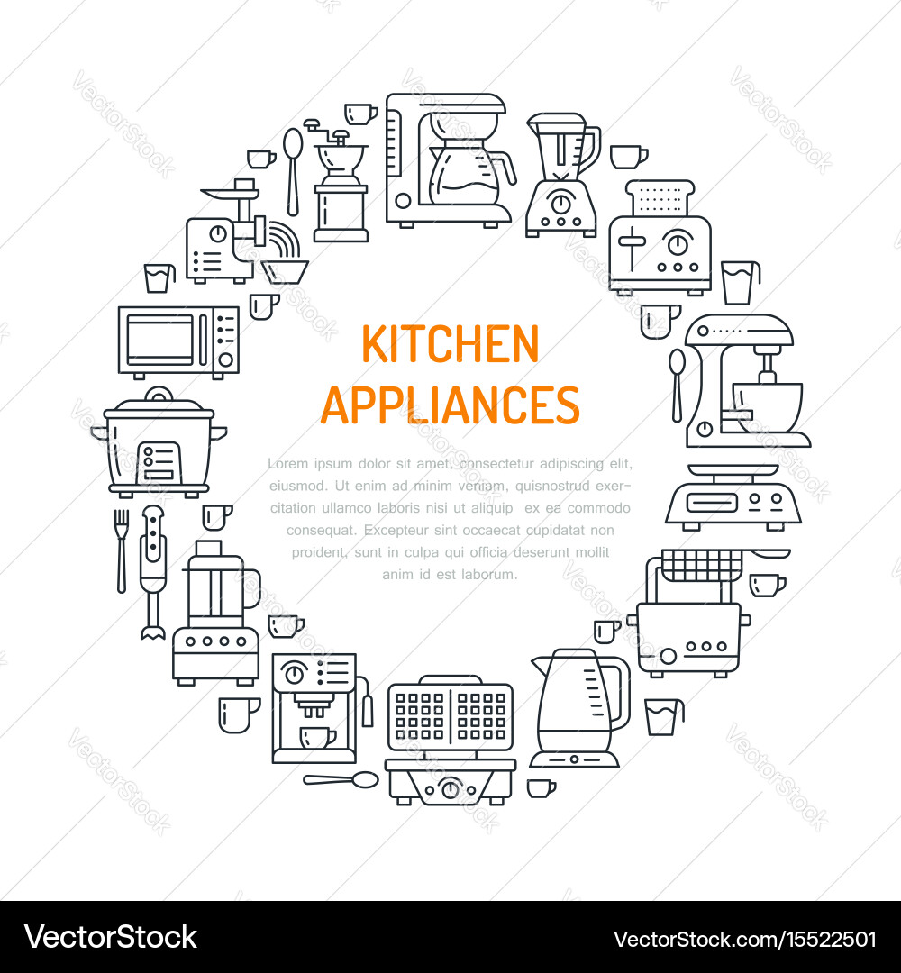 Kitchen Small Appliances Equipment Banner Vector Image
