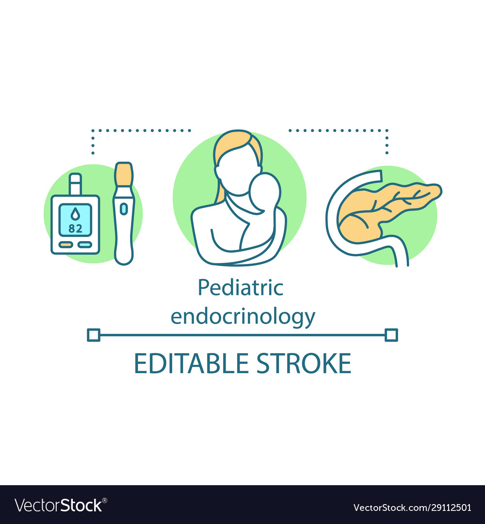 Pediatric endocrinology concept icon Royalty Free Vector