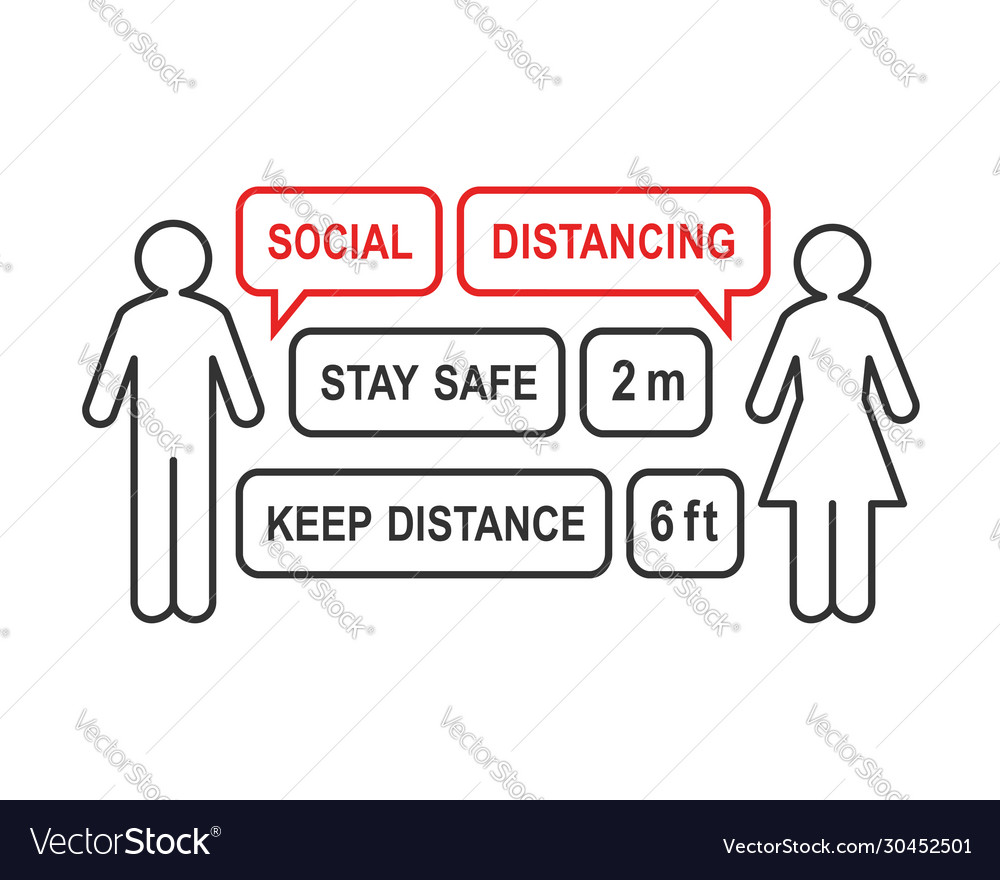 Social Distancing Concept In Line Art Royalty Free Vector social-distancing-concept-in-line-art-royalty-free-vector