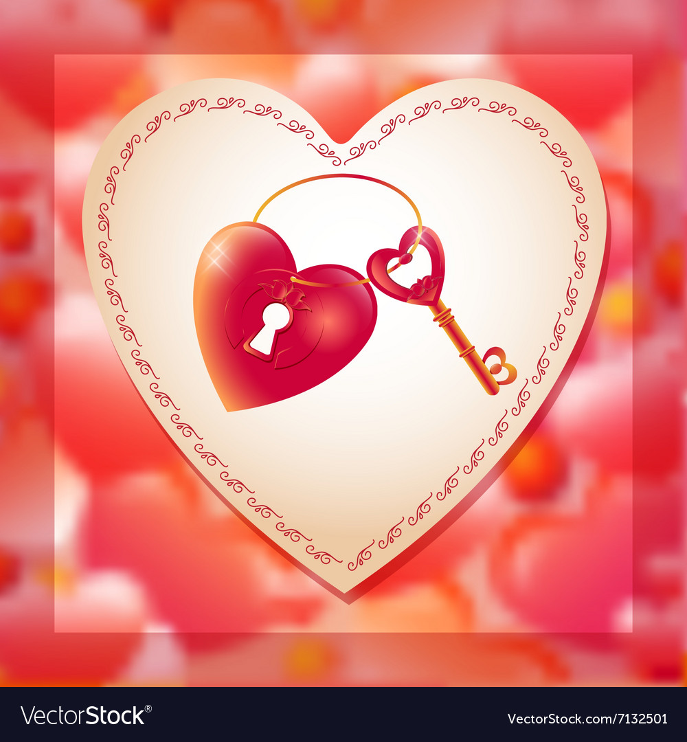 With key and heart keyhole Royalty Free Vector Image