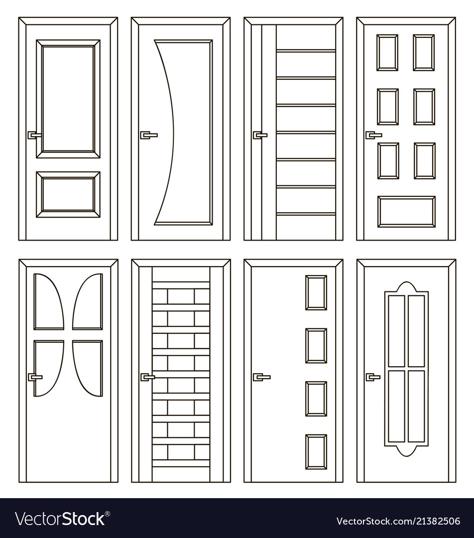 Realistic room doors icons Royalty Free Vector Image