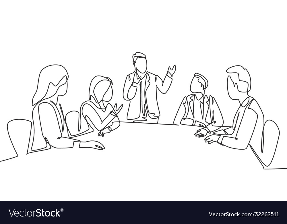 Business training concept one continuous line Vector Image