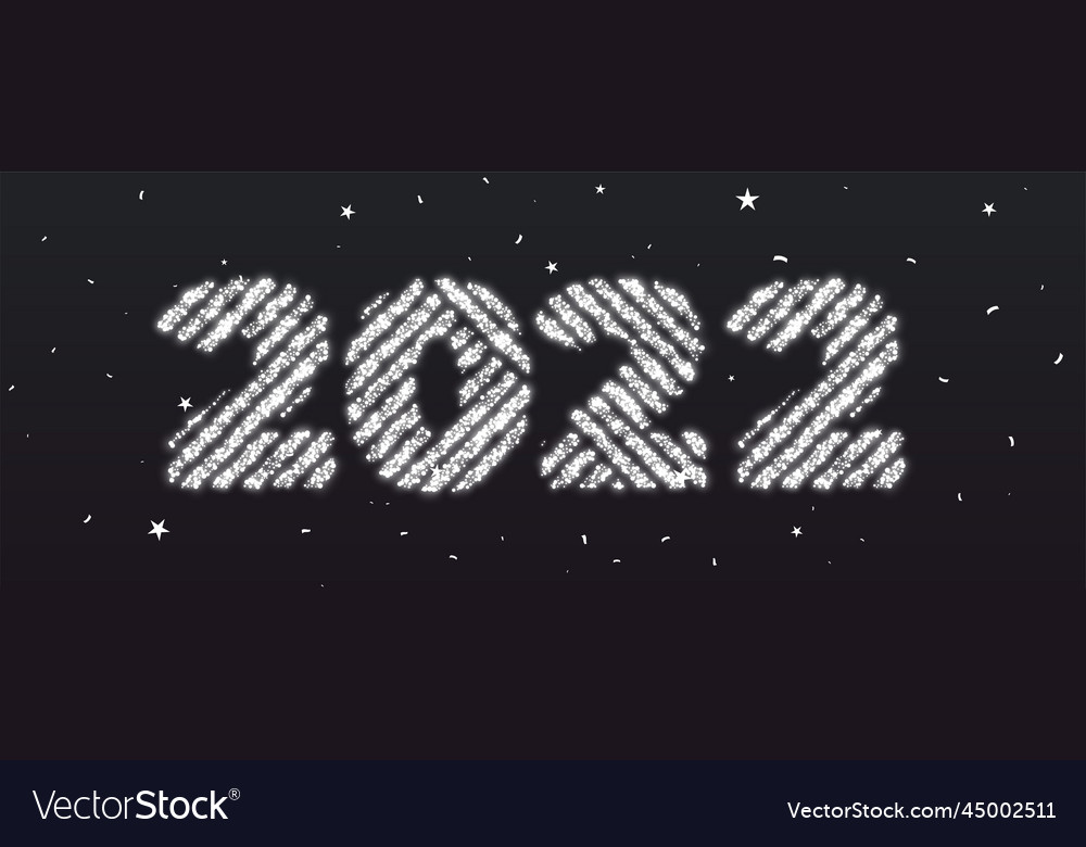 Glitter 2022 new year number text effect banner Vector Image