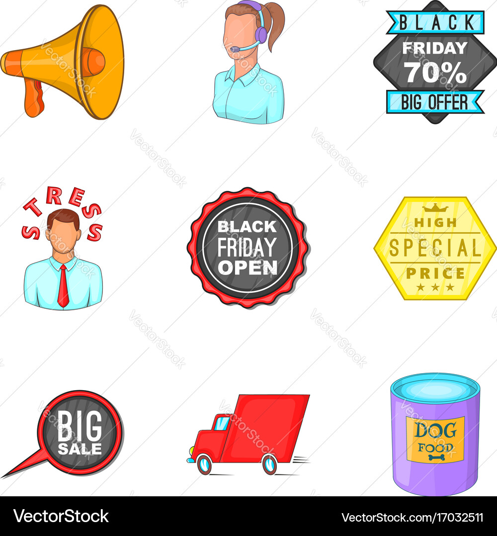Spreader icons set cartoon style Royalty Free Vector Image