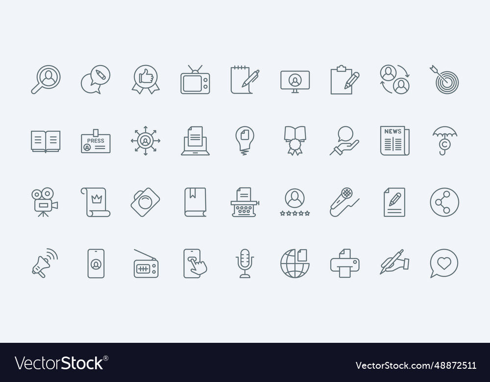 Storytelling thin line icons set symbol of author Vector Image