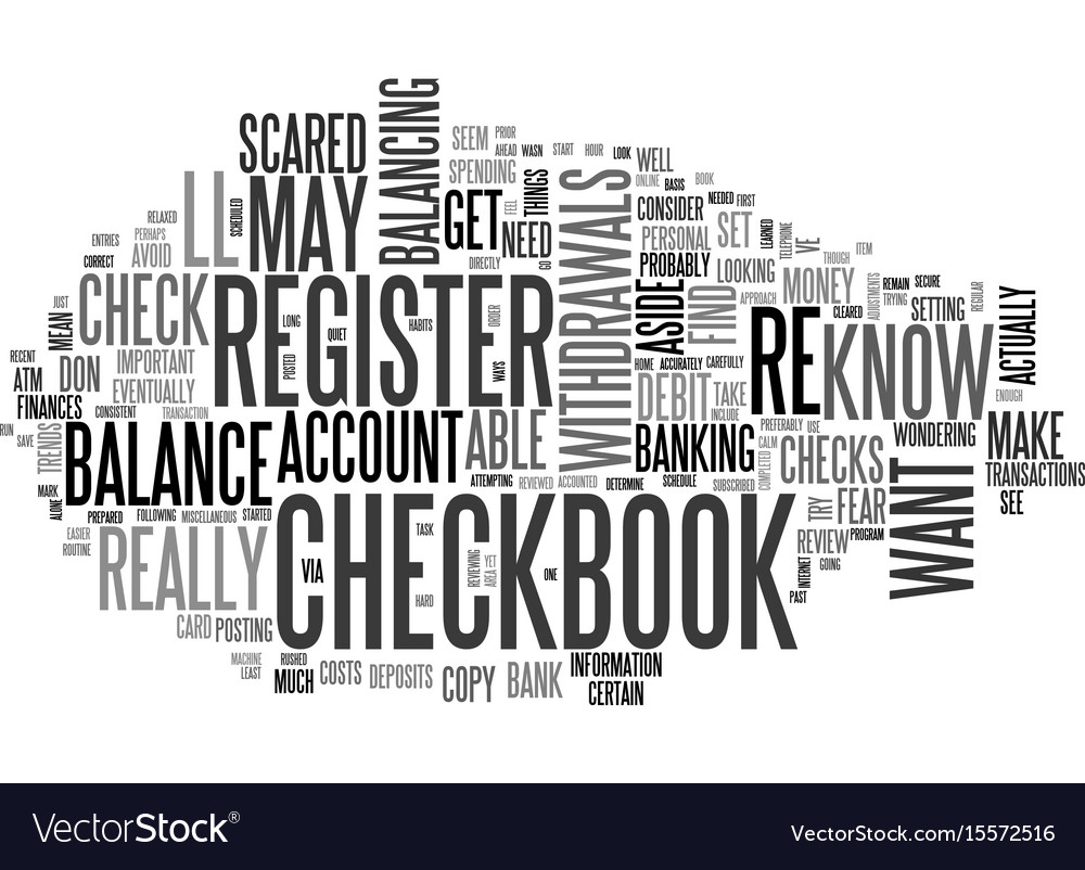 are you scared of your checkbook register text vector image