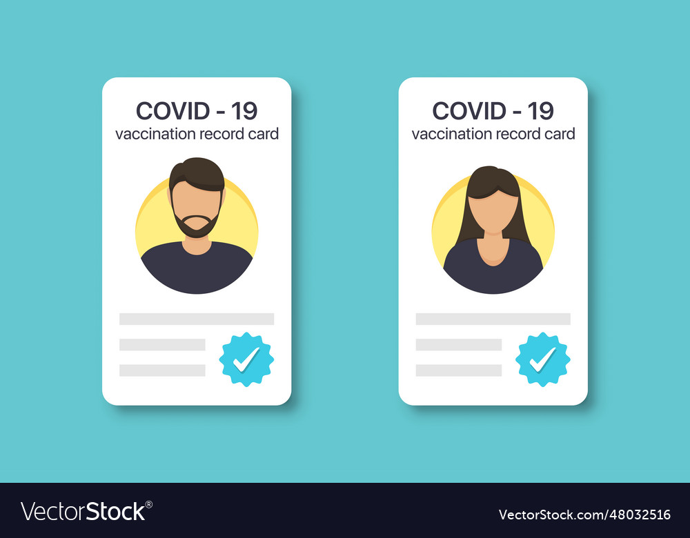 Covid-19 Vaccination Record Card For Men Vector Image