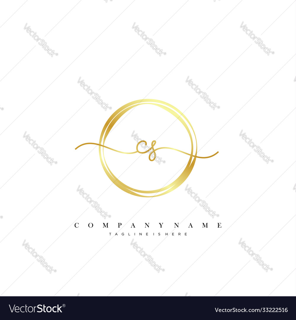 Cs initial handwriting minimalist geometric logo Vector Image