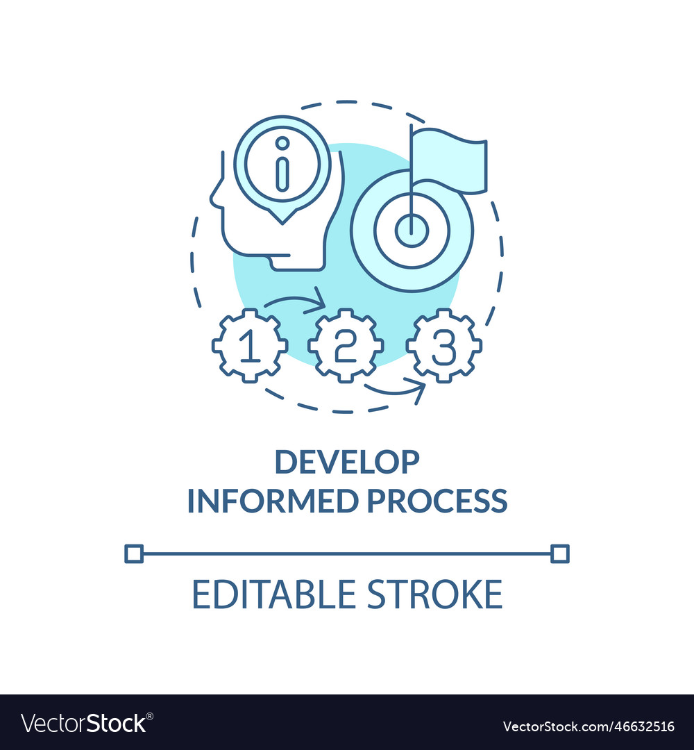 Develop informed process turquoise concept icon Vector Image