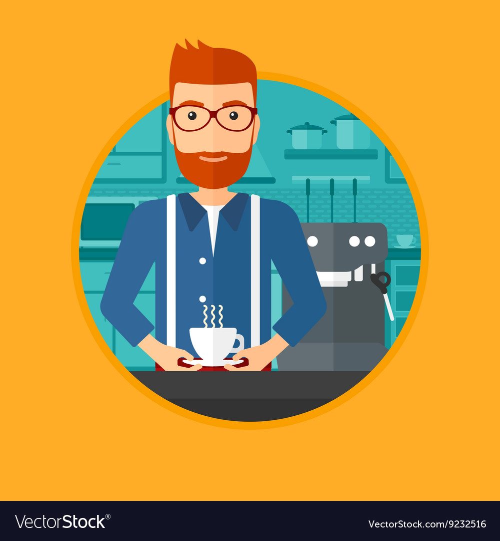 Man making coffee Royalty Free Vector Image - VectorStock