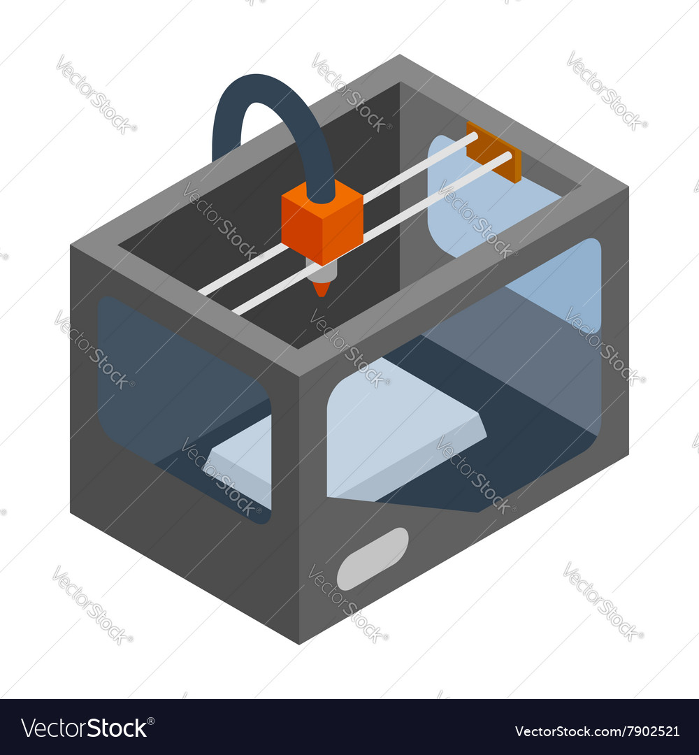 3d printer icon isometric 3d style Royalty Free Vector Image