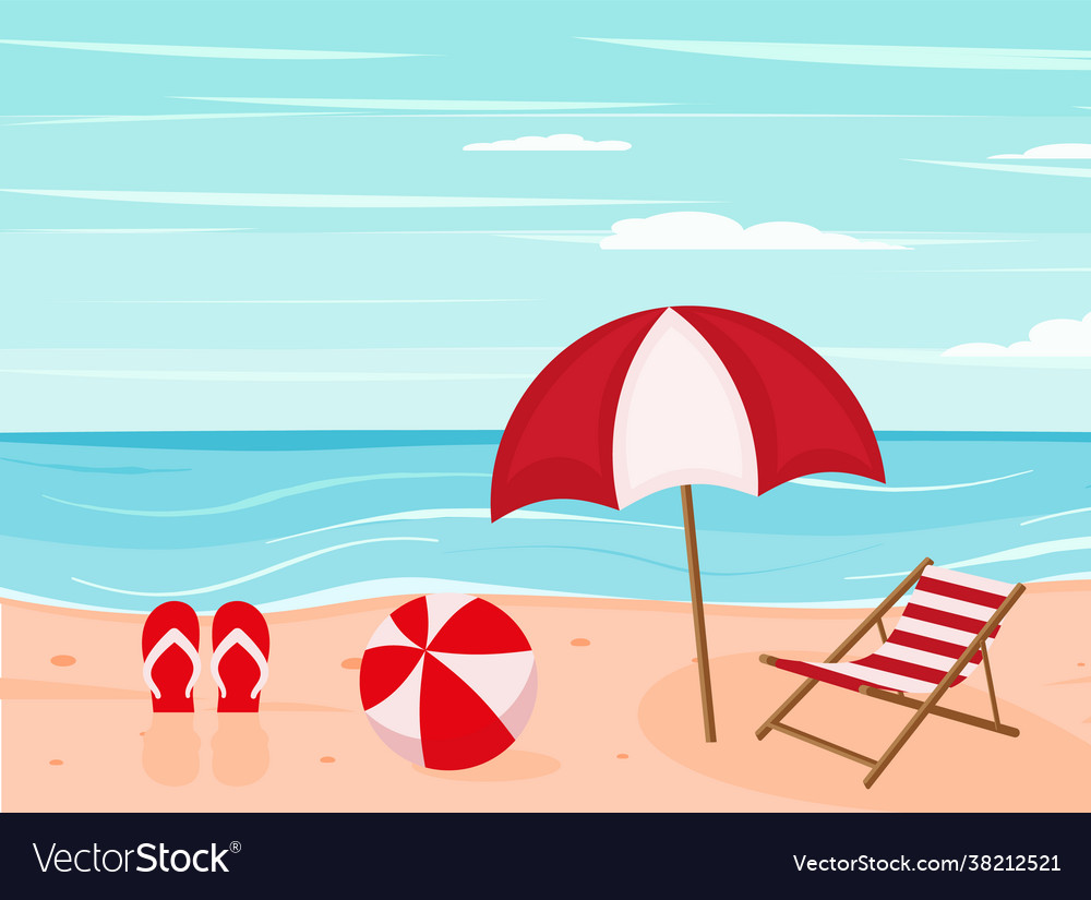 Beautiful summer beach background sea cartoon Vector Image