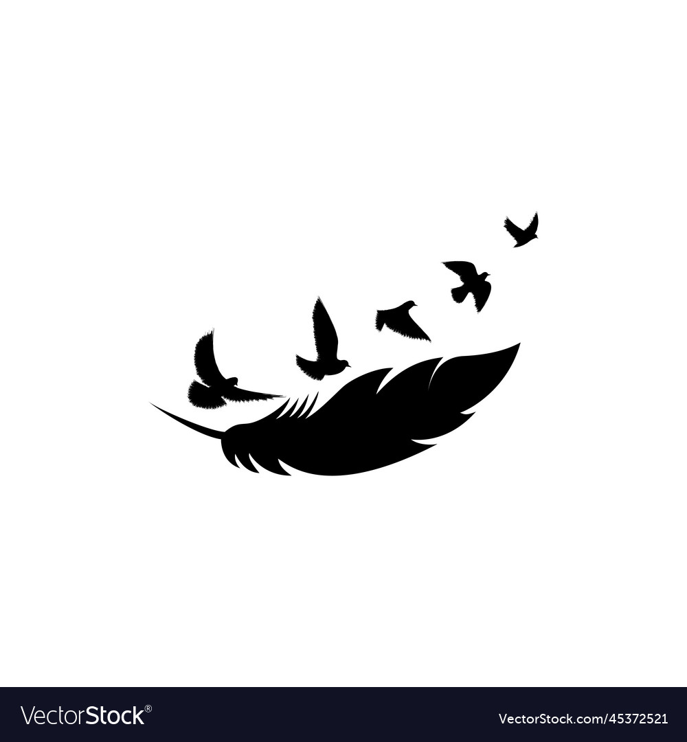 Birds flying with feather Royalty Free Vector Image