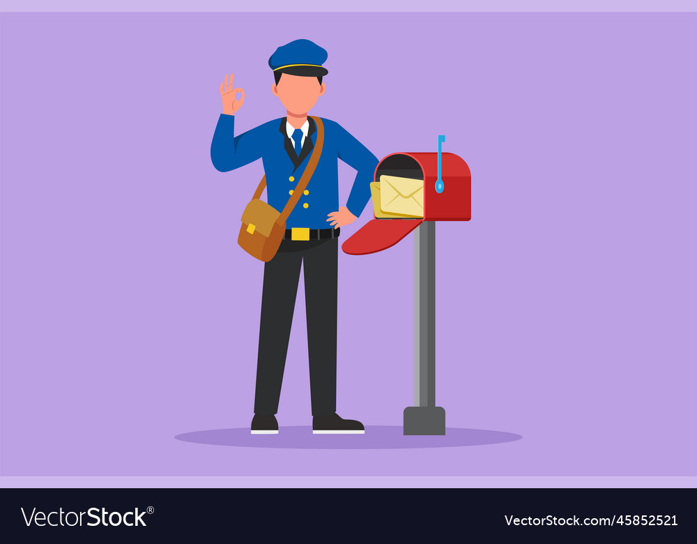 Cartoon flat style drawing attractive postman Vector Image Cartoon flat style drawing attractive postman Vector Image
