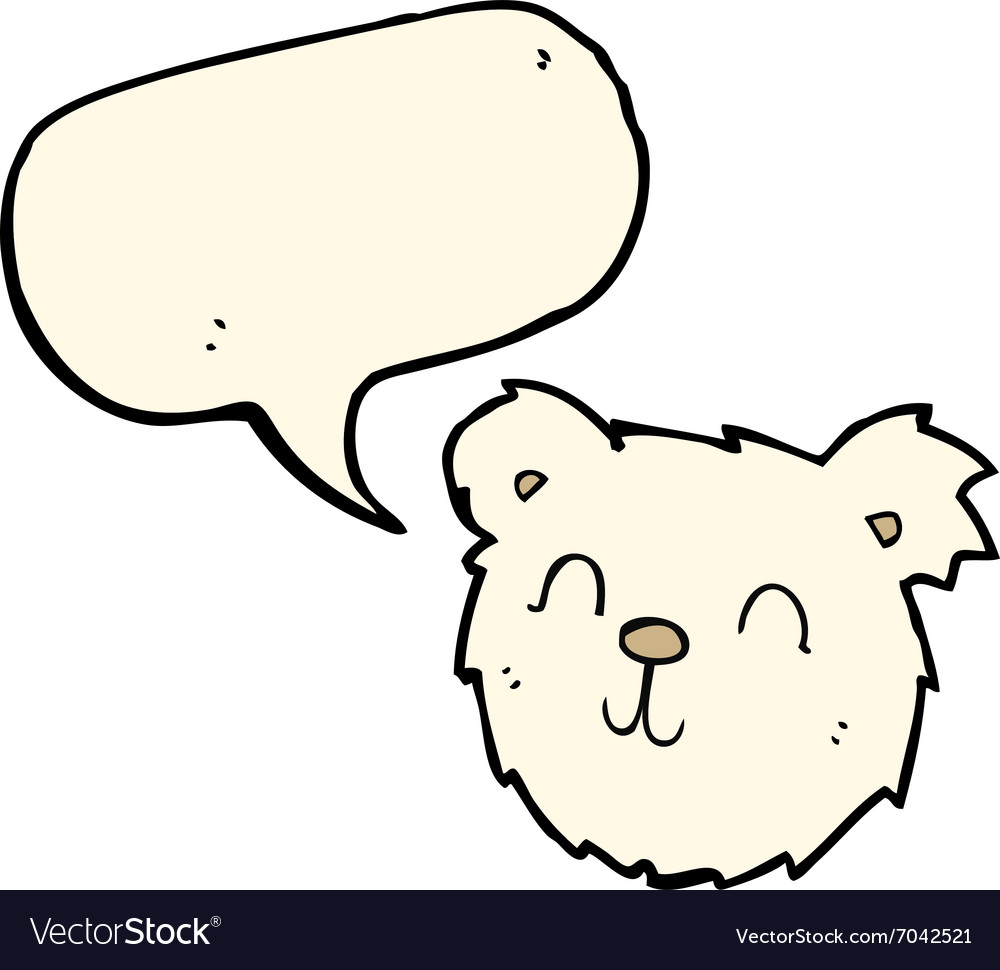 cartoon happy polar bear face with speech bubble vector image