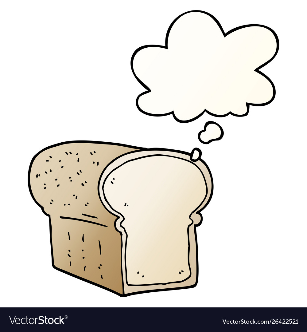 Cartoon loaf bread and thought bubble Royalty Free Vector