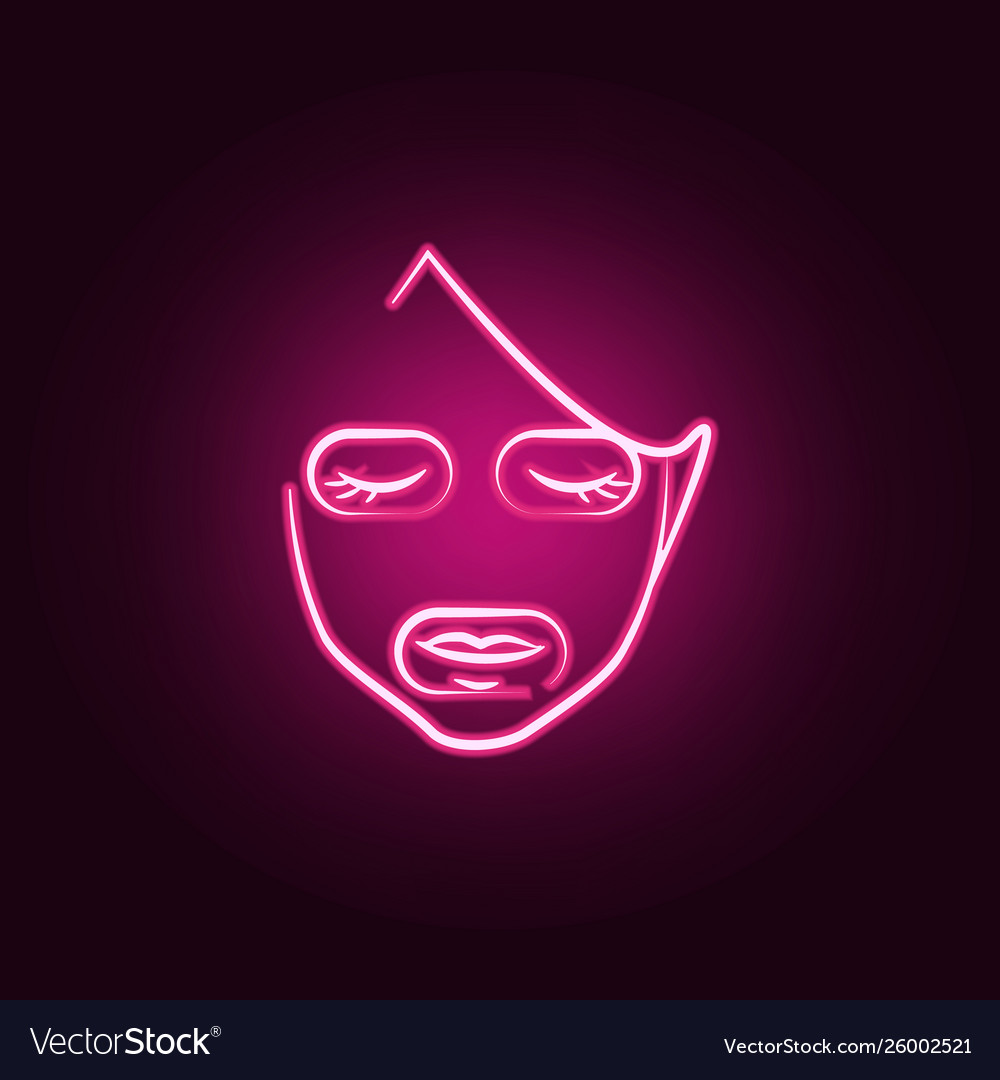 Cosmetic face mask neon icon elements