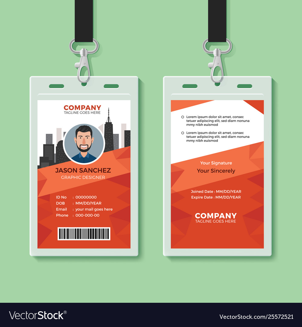 Creative office identity card template Royalty Free Vector For Portrait Id Card Template