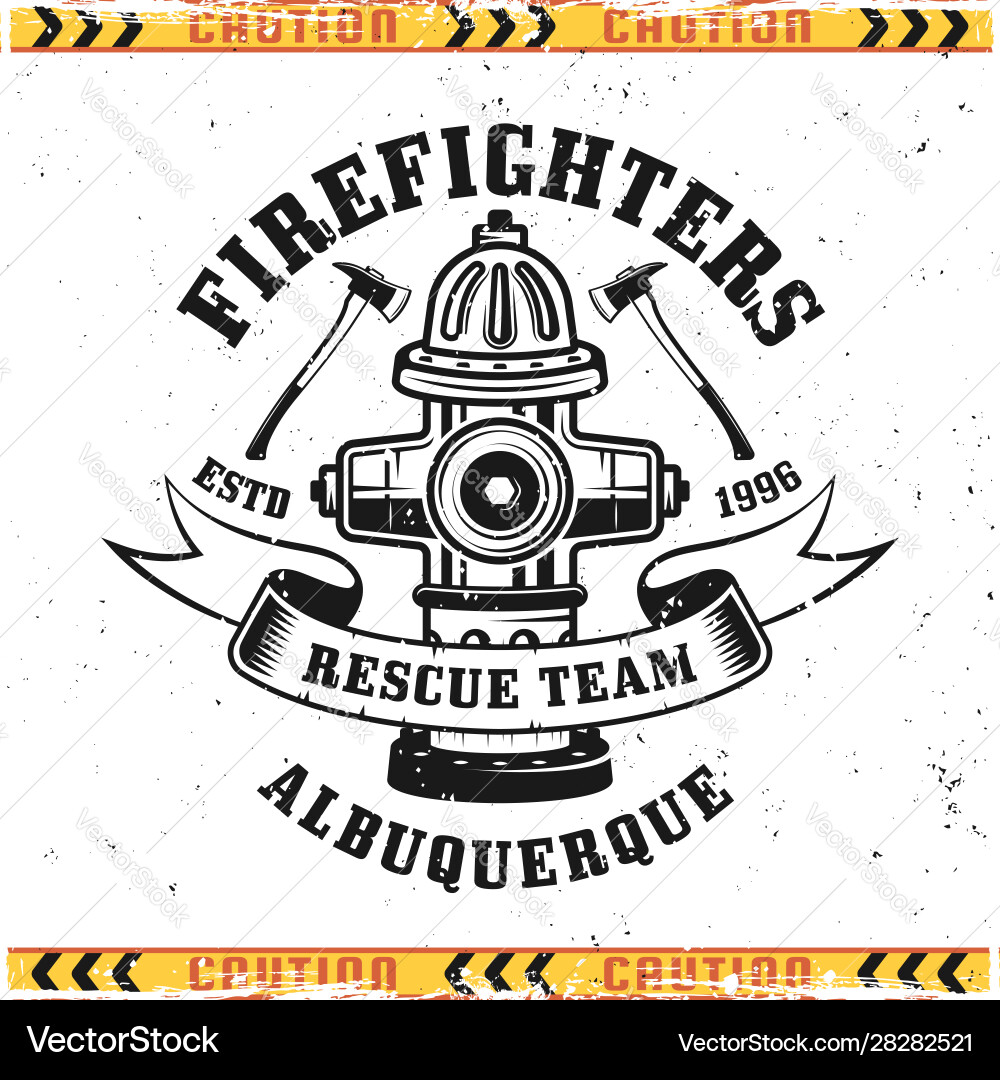 Firefighters emblem with fire hydrant Royalty Free Vector