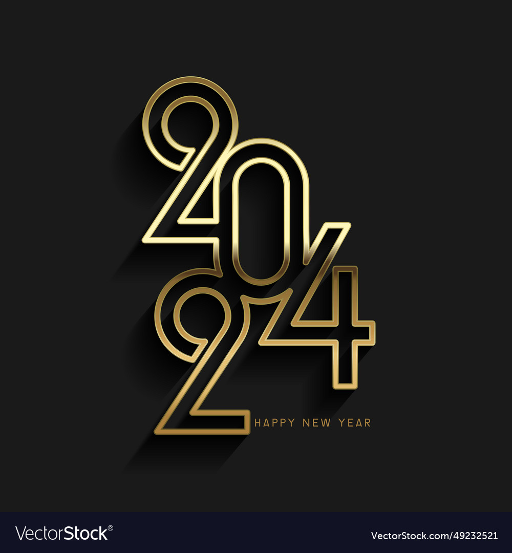 Happy new year design with gold numbers Royalty Free Vector