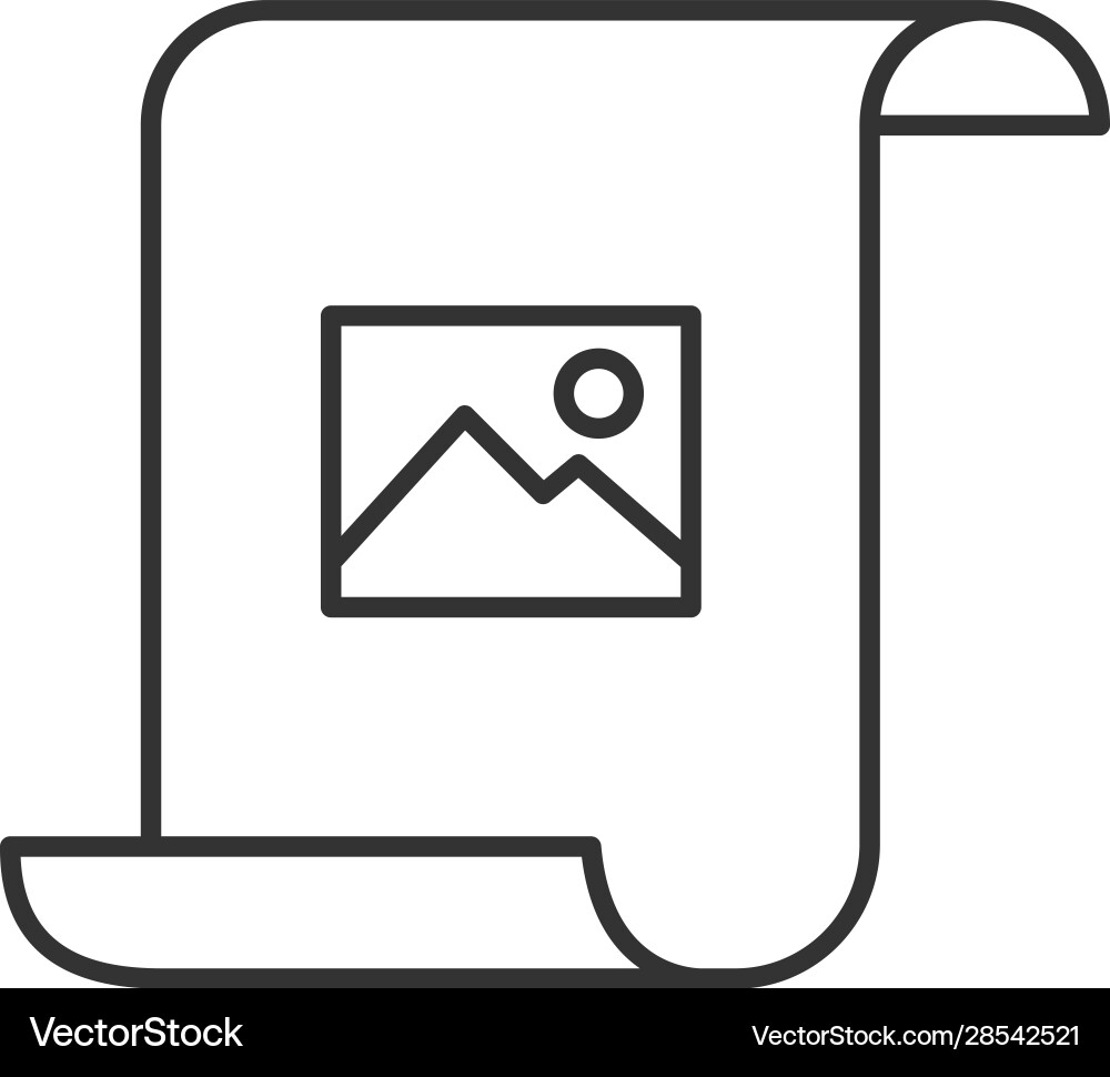 Paper scroll with image linear icon Royalty Free Vector