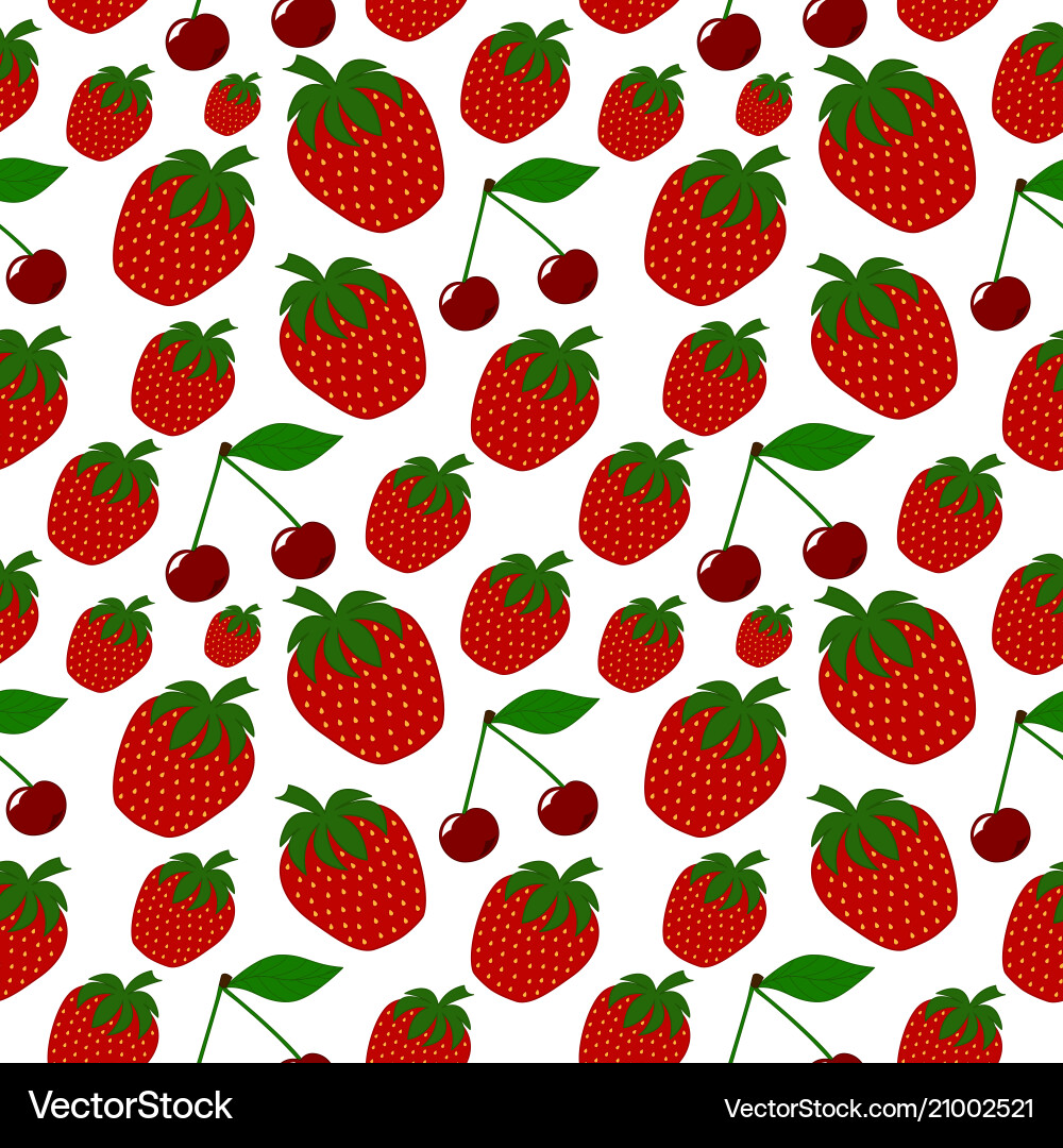 Seamless strawberry and cherry pattern Royalty Free Vector