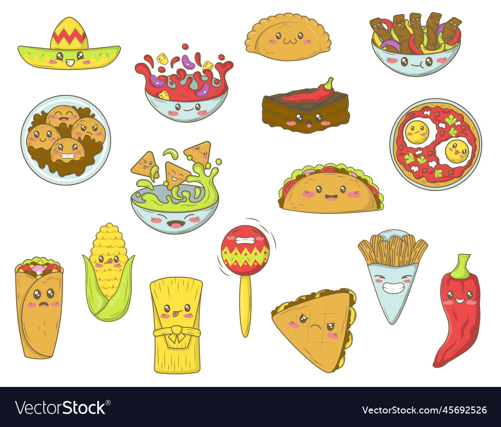 Bundle of kawaii clip art with mexican food